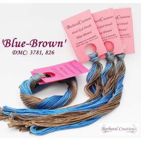 Hand dyed cotton thread - Blue-Brown