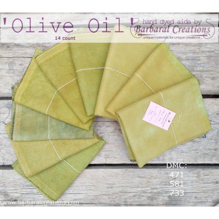 Hand dyed 14 count aida - Olive Oil