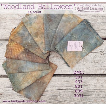 Hand dyed 14 count aida - Woodland Halloween
