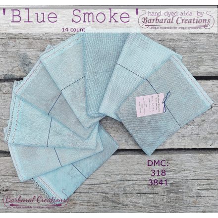 Hand dyed 14 count aida - Blue Smoke fat quarter