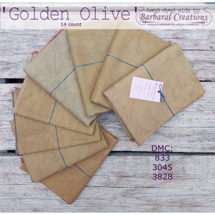 Hand dyed 14 count aida - Golden Olive