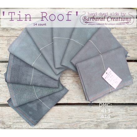 Hand dyed 14 count aida - Tin Roof