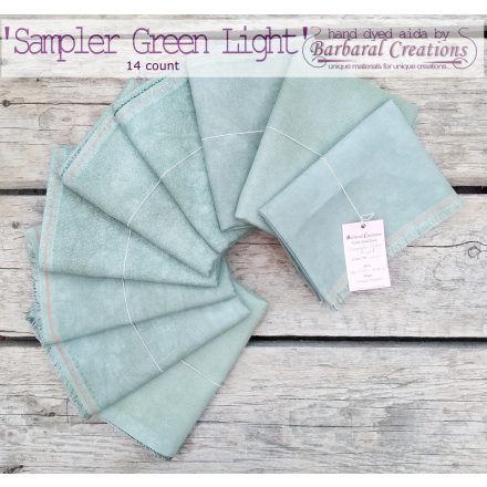 Hand dyed 14 count aida - Sampler GREEN Light fat quarter