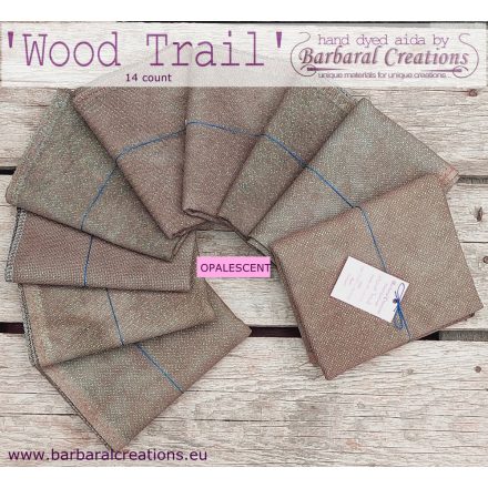 Hand dyed 14 count OPALESCENT aida - Wood Trail fat quarter