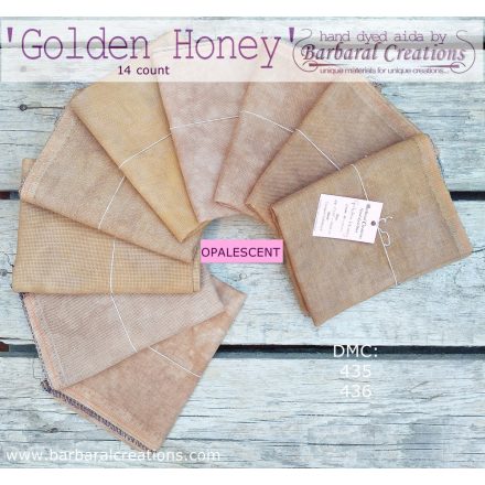 Hand dyed 14 count OPALESCENT aida - Golden Honey