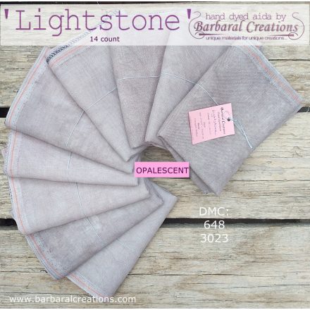 Hand dyed 14 count OPALESCENT aida - Lightstone