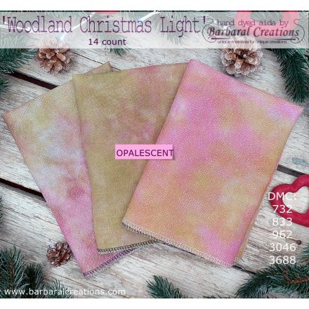 Hand dyed 14 count OPALESCENT aida - Woodland Christmas Light