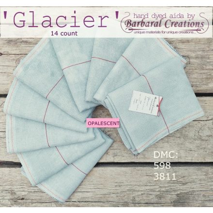 Hand dyed 14 count OPALESCENT aida - Glacier