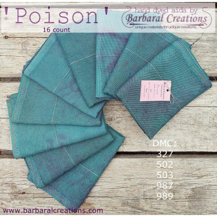 Hand dyed 16 count aida - Poison fat quarter