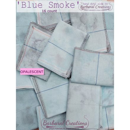 Hand dyed 16 count OPALESCENT aida - Blue Smoke fat quarter