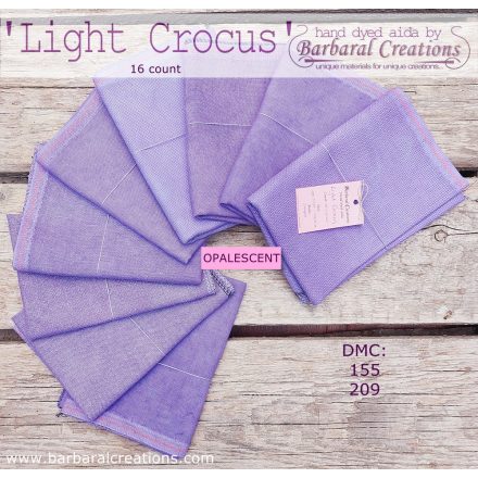 Hand dyed 16 count OPALESCENT aida - Light Crocus