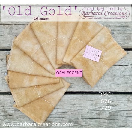 Hand dyed 16 count OPALESCENT aida - Old Gold fat quarter