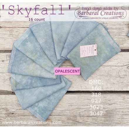 Hand dyed 16 count OPALESCENT aida - Skyfall