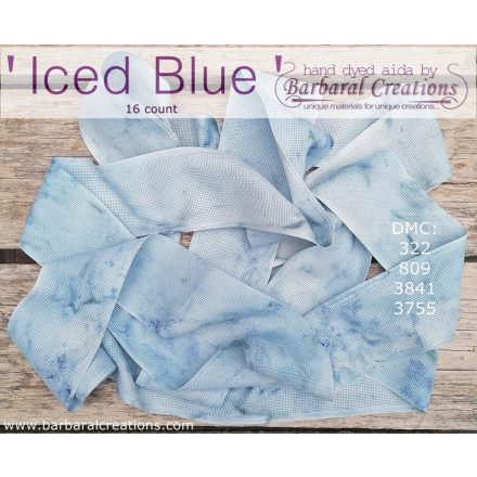 Hand dyed 16 count aida band - Iced Blue