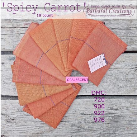 Hand dyed 18 count OPALESCENT aida - Spicy Carrot fat quarter