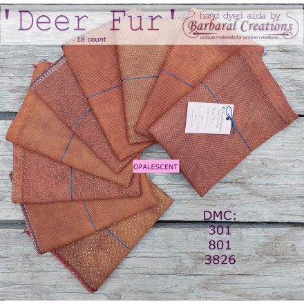 Hand dyed 18 count OPALESCENT aida - Deer Fur