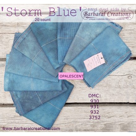 Hand dyed 20 count IRIDESCENT aida - Storm Blue fat quarter