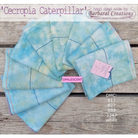   Hand dyed 20 count IRIDESCENT aida - Cecropia Caterpillar fat quarter
