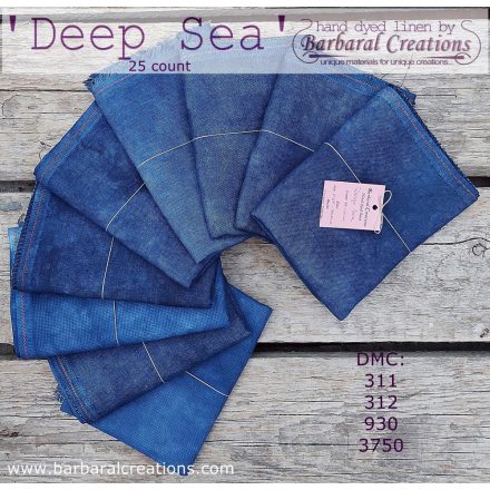 Hand dyed 25 count linen - Deep Sea