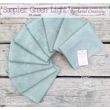 Hand dyed 25 count linen - Sampler GREEN Light fat quarter 27x19 inch 70x50 cm