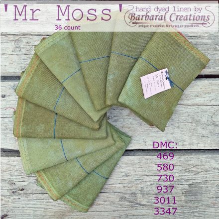 Hand dyed 36 count linen - Mr Moss fat quarter