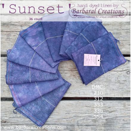 Hand dyed 36 count linen - Sunset
