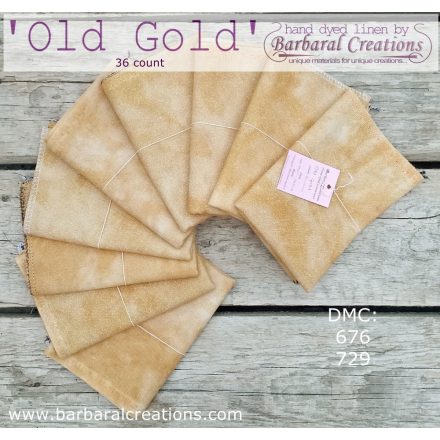 Hand dyed 36 count linen - Old Gold fat quarter