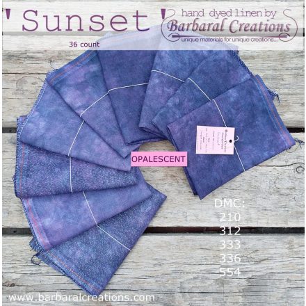 Hand dyed 36 count OPALESCENT linen - Sunset