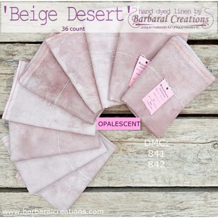 Hand dyed 36 count OPALESCENT linen - Beige Desert