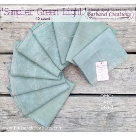   Hand dyed 36 count OPALESCENT linen - Sampler GREEN Light fat quarter 27x19 inch 70x50 cm