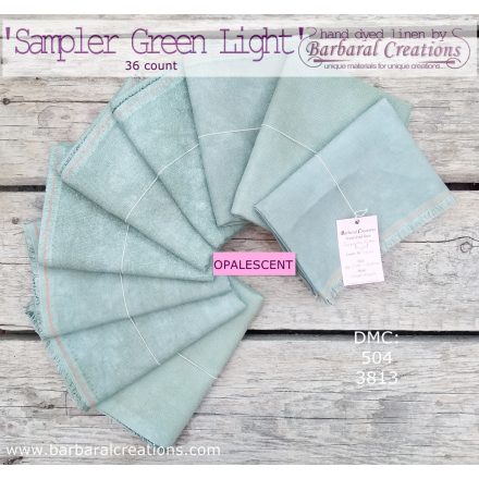 Hand dyed 36 count OPALESCENT linen - Sampler GREEN Light fat quarter 27x19 inch 70x50 cm