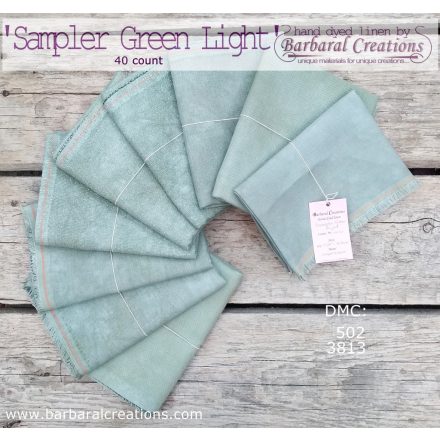 Hand dyed 36 count OPALESCENT linen - Sampler GREEN Light fat quarter 27x19 inch 70x50 cm