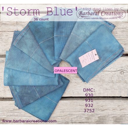 Hand dyed 36 count OPALESCENT linen - Storm Blue fat quarter