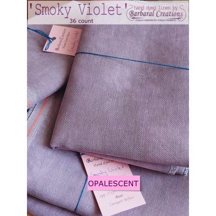 Hand dyed 36 count OPALESCENT linen - Smoky Violet fat quarter