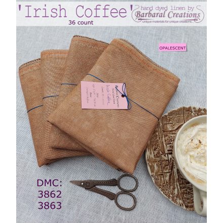 Hand dyed 36 count OPALESCENT linen - Irish Coffee fat quarter