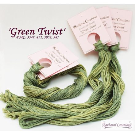 Hand dyed cotton thread - Green Twist