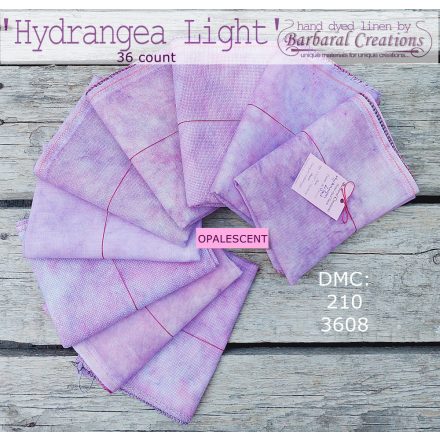 Hand dyed 36 count OPALESCENT linen - Hydrangea Light fat quarter