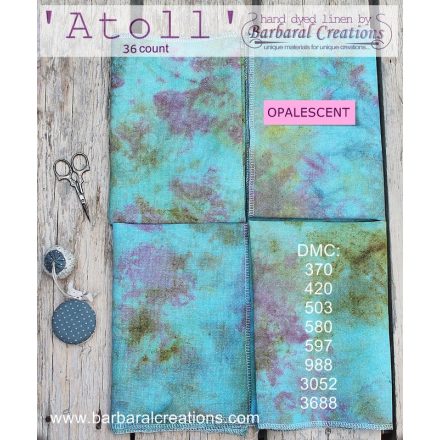 Hand dyed 36 count OPALESCENT linen - Atoll
