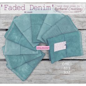   Hand dyed 36 count OPALESCENT linen - Faded Denim fat quarter