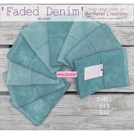 Hand dyed 36 count OPALESCENT linen - Faded Denim