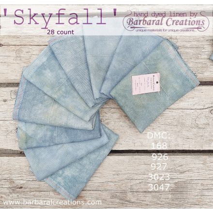 Hand dyed 28 count linen - Skyfall