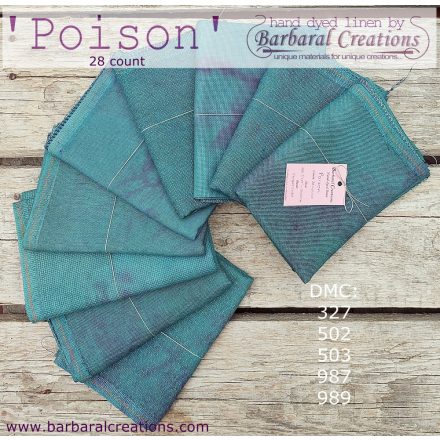 Hand dyed 28 count linen - Poison