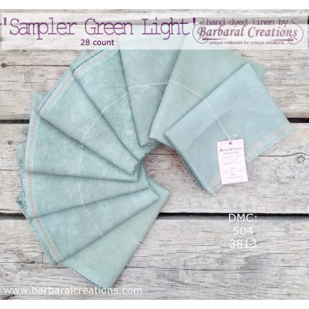 Hand dyed 28 count linen - Sampler GREEN Light fat quarter 27x19 inch 70x50 cm