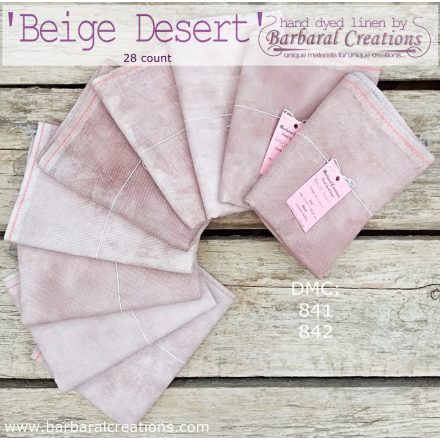 Hand dyed 28 count OPALESCENT linen - Beige Desert fat quarter