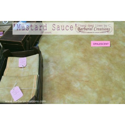Hand dyed 28 count OPALESCENT linen - Mustard Sauce fat quarter
