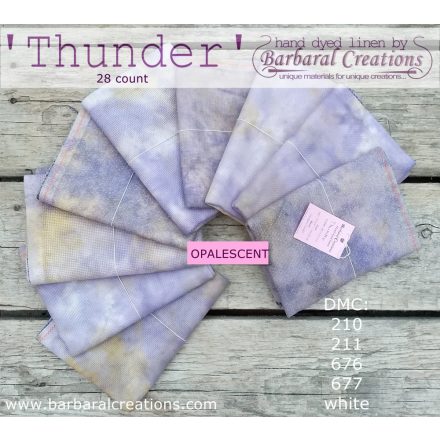 Hand dyed 28 count OPALESCENT linen - Thunder