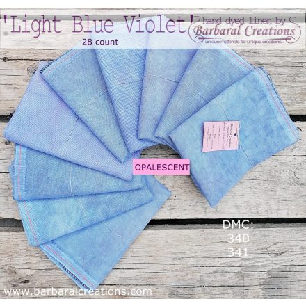 Hand dyed 28 count OPALESCENT linen - Light Blue Violet