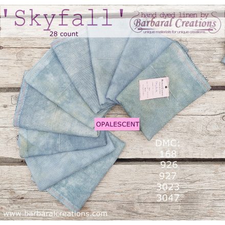 Hand dyed 28 count OPALESCENT linen - Skyfall