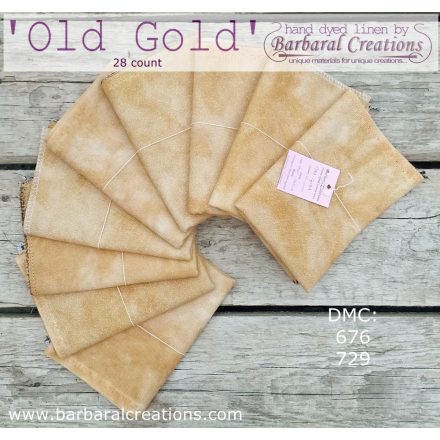 Hand dyed 28 count linen - Old Gold fat quarter