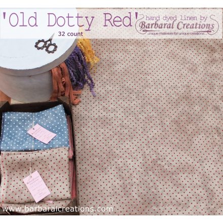 Hand dyed 32 count linen - Old Dotty Red